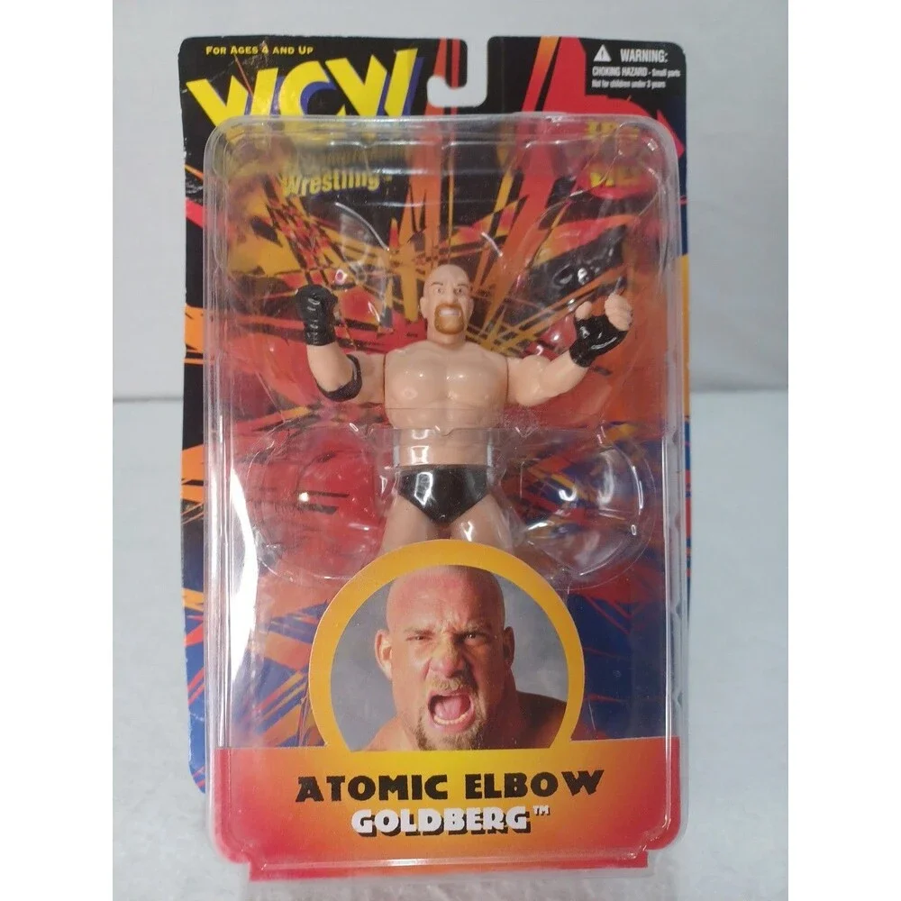 WCW Goldberg Atomic Elbow Action Figure MOC 1998 OSFTM Toy Makers Sealed NIB NWO